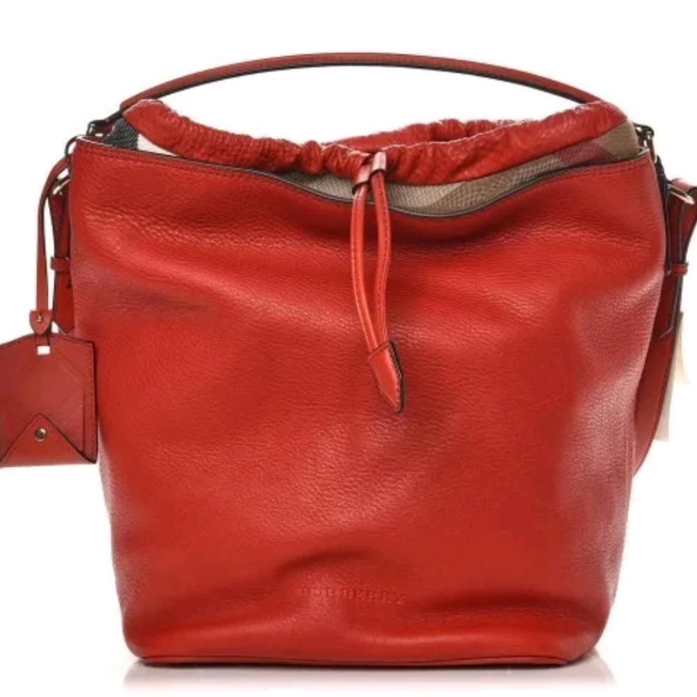 BURBERRY Leather bag Ashby womens check purse Hobo bag